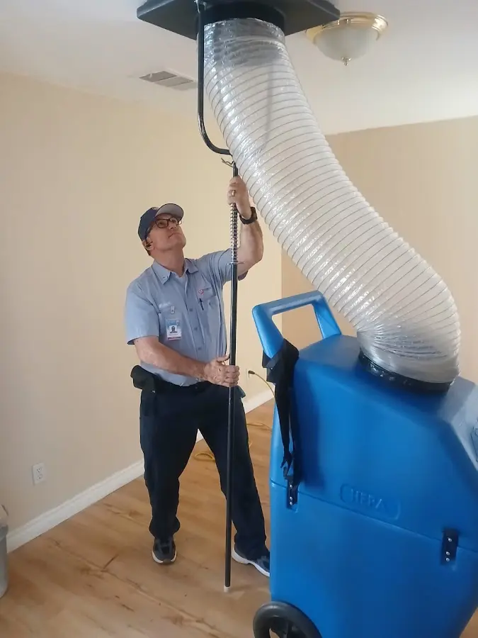 Mini Split Installation technician using HEPA equipment in Nitro